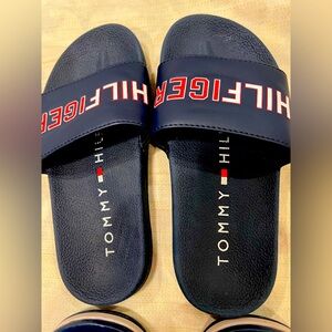 Tommy Hilfiger Navy Slide Sandals for kids size 12